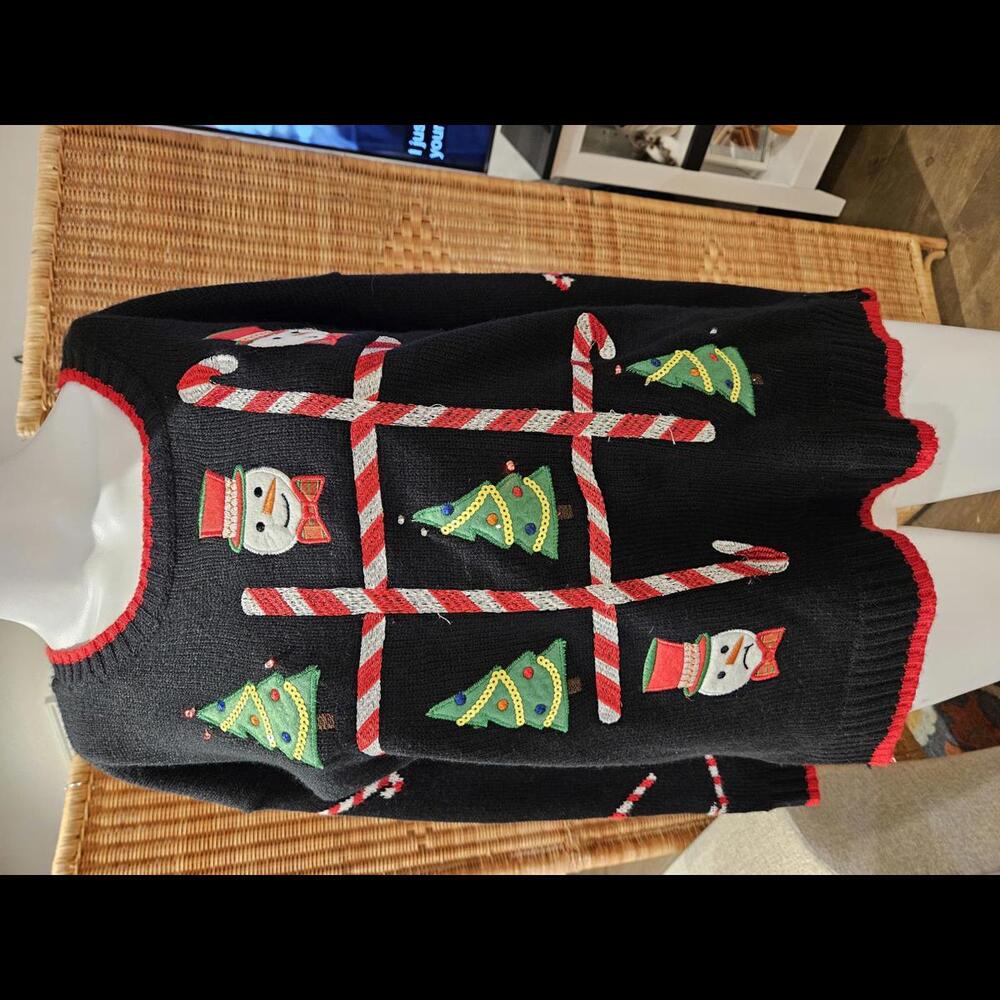 Lighted Holiday Sweater by United States Sweaters - Tic Tac Toe Petite Medium